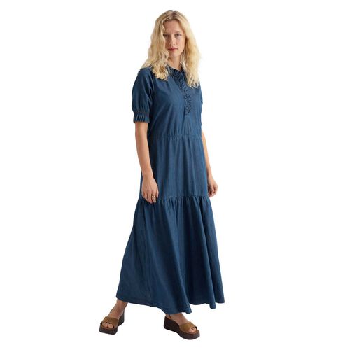 Seasalt Cornwall Feather Star Dress Mid Wash Indigo